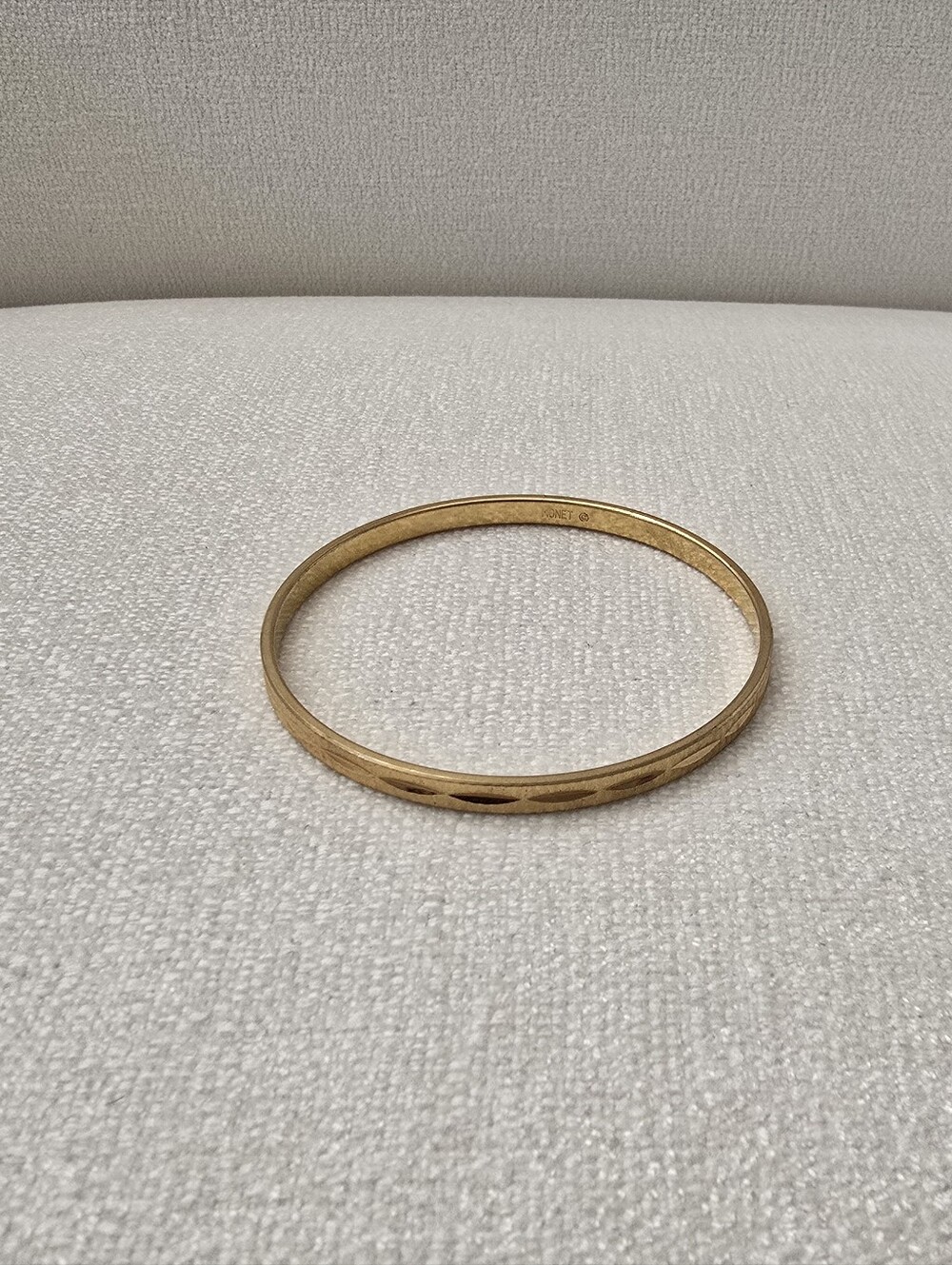 Vintage Monet Diamond Cut Gold Tone Bangle Bracelet